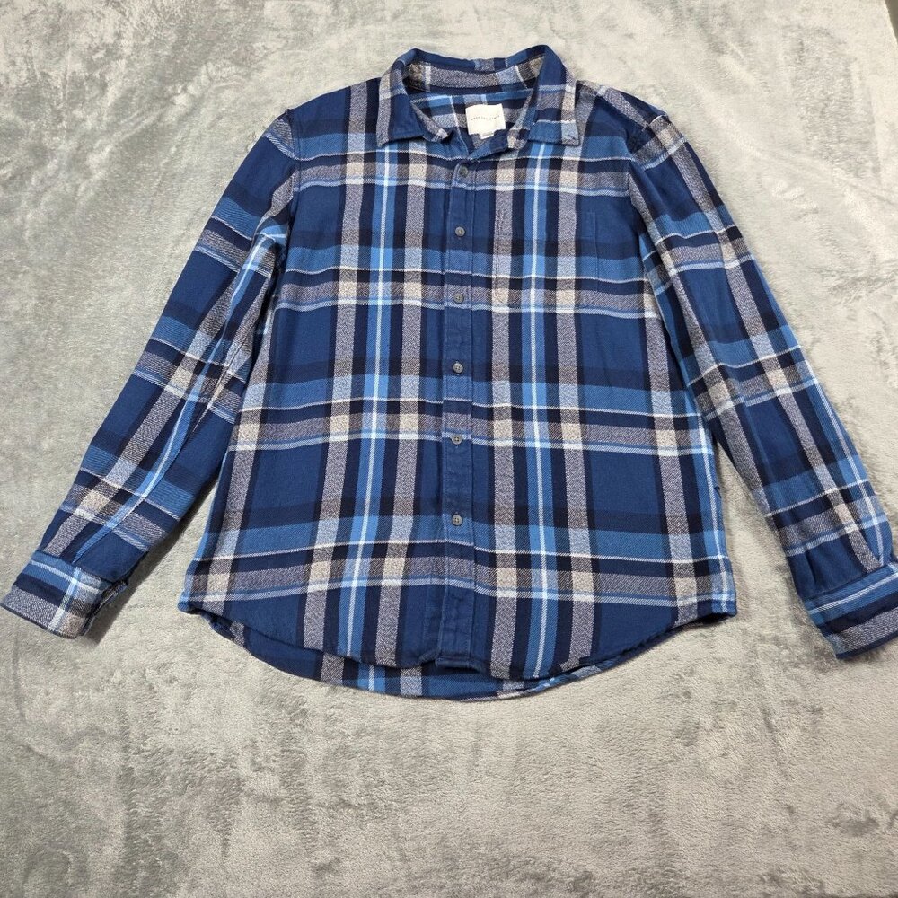 American Eagle Shirt Mens Large Blue Plaid Flannel Button Up Western Preppy